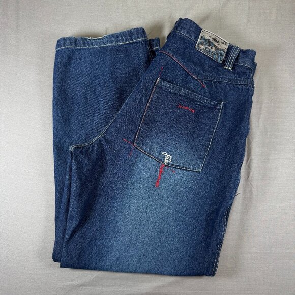Fubu The Collection Circa XCII Denim Jeans Men Size 38 Baggy Loose y2k Grunge - Picture 1 of 12